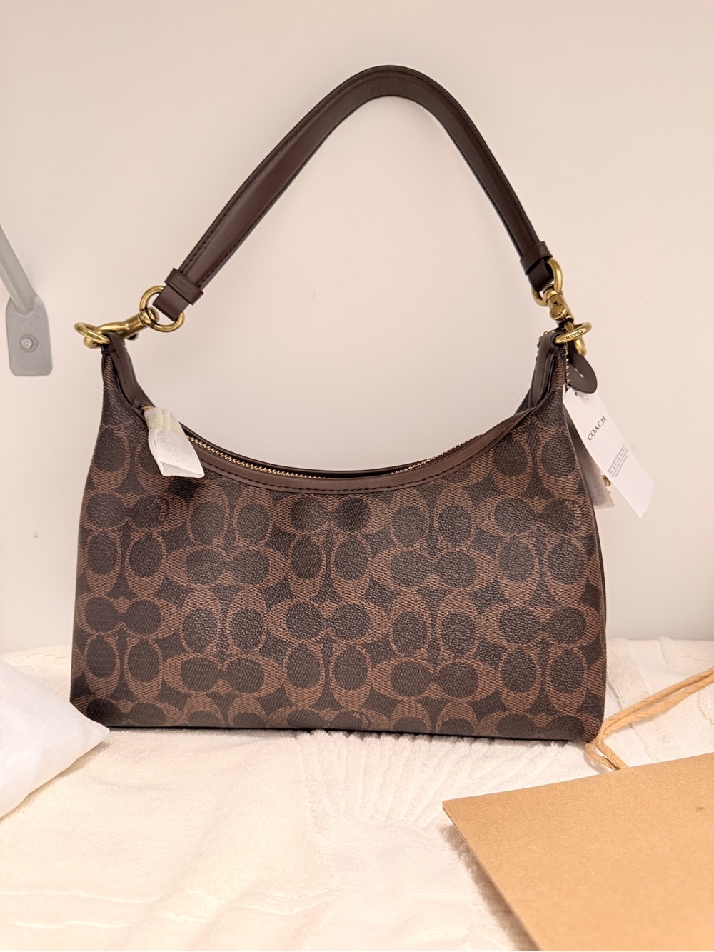 Designer-Inspired Brown Monogram Shoulder Bag